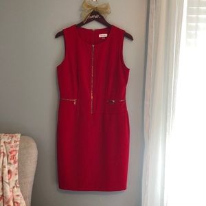 Calvin Klein red zipper dress